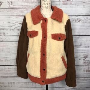 Emory Park color block teddy bear long sleeve size small popover full zip jacket